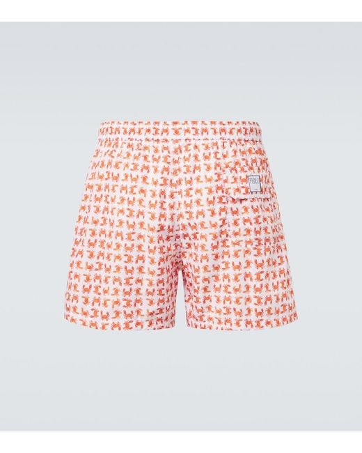 Fedeli Pink Madeira Printed Swim Trunks for men
