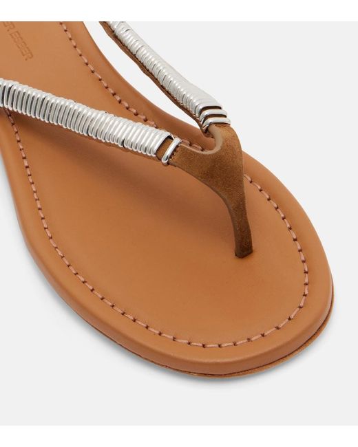 Christopher Esber Brown Frida Embellished Suede Thong Sandals