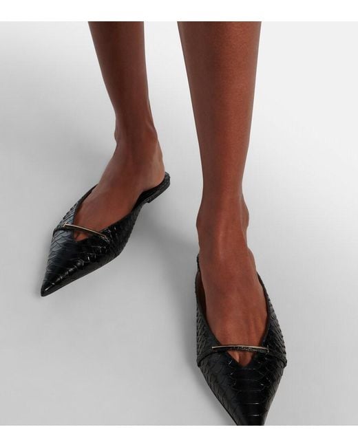 Tom Ford Black T Icon Croc-Effect Leather Sandals