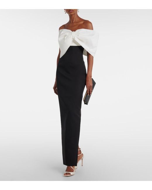Rachel Gilbert Black Kace Bow-Detail Gown