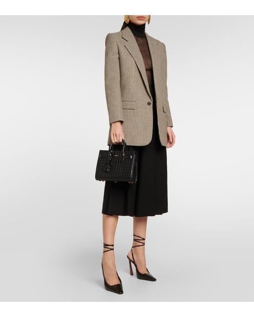 Saint Laurent Black Tasche Mit Krokoprägung "nano Sac De Jour"