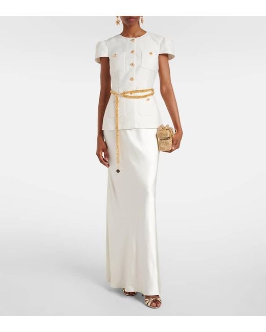 Self-Portrait White Verziertes Maxikleid Aus Taft