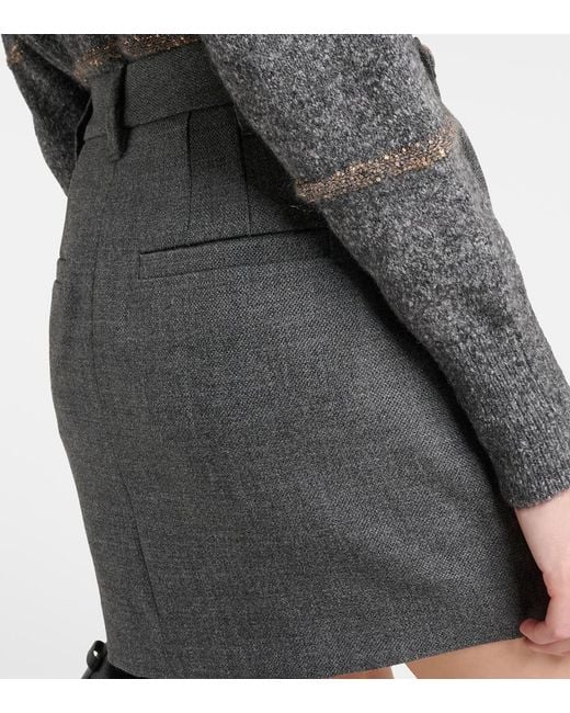 Brunello Cucinelli Black Pleated Virgin Wool Miniskirt