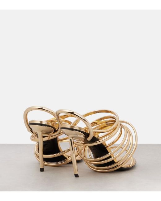 Alaïa Metallic Strappy 90 Heeled Designer Leather Sandals Uk3 Eu36
