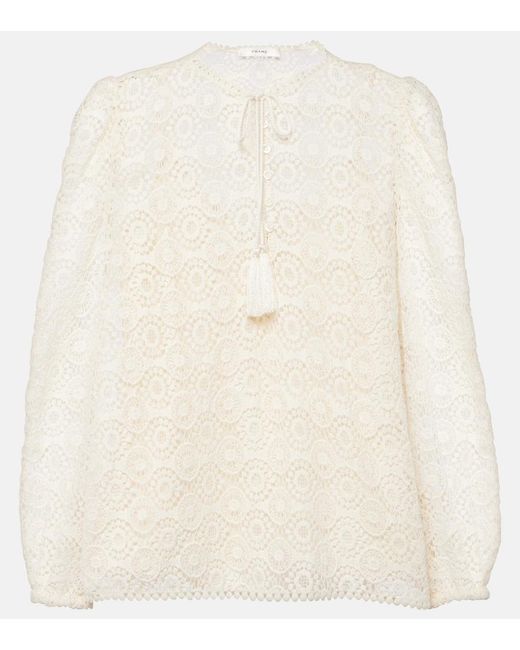 FRAME Natural Cotton Lace Blouse