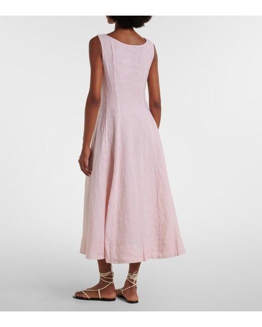 Polo Ralph Lauren Pink Striped Linen Midi Dress