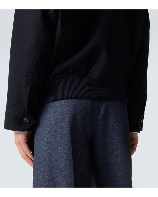 Veste En Coton Et Cuir Intrecciato Bottega Veneta pour homme en coloris Blue