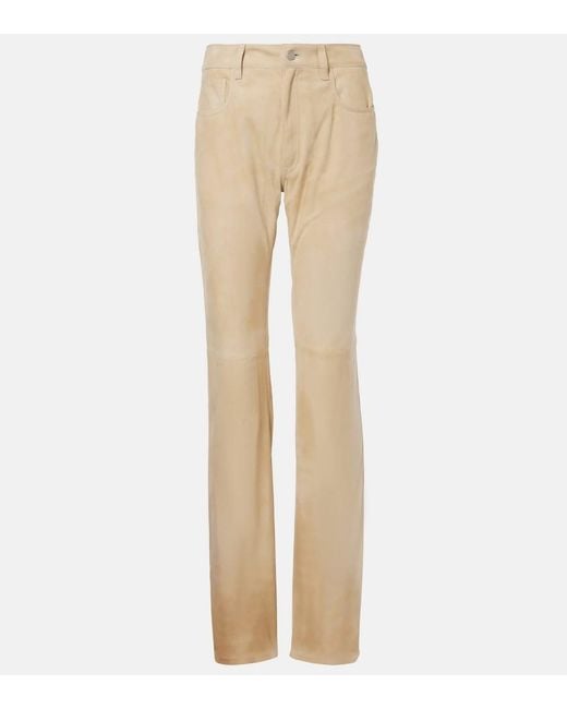 Ralph Lauren Natural Scottie Low-Rise Leather Straight Pants