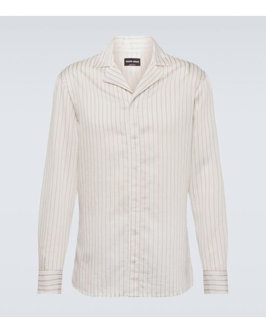 T-shirt en melange de lyocell Giorgio Armani pour homme en coloris White