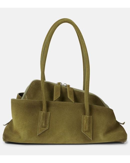 The Attico Green La Passeggiata Small Suede Tote Bag