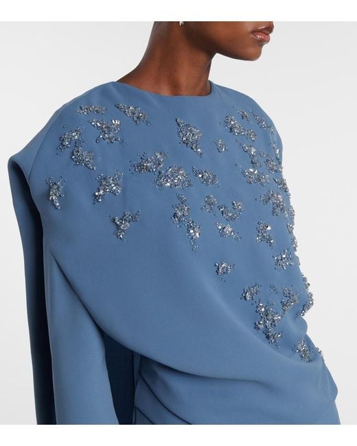 Marmar Halim Blue Robe Mit Kristallen