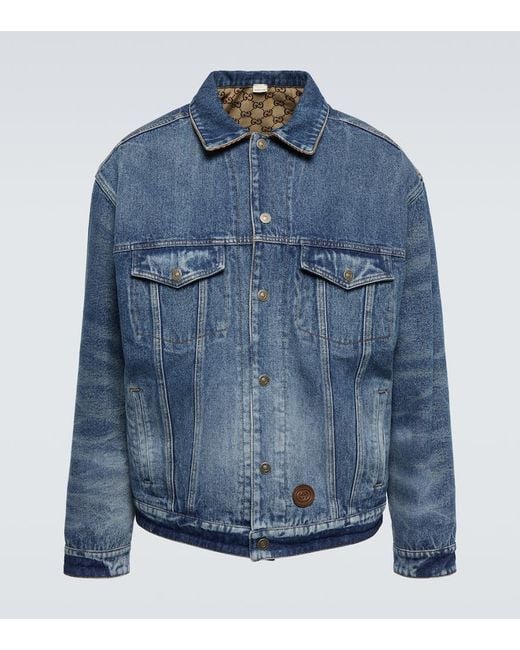Giacca reversibile di jeans GG di Gucci in Blue da Uomo