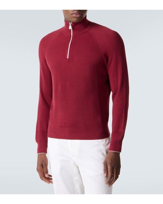 Brunello Cucinelli Pullover Aus Rippstrick in Red für Herren