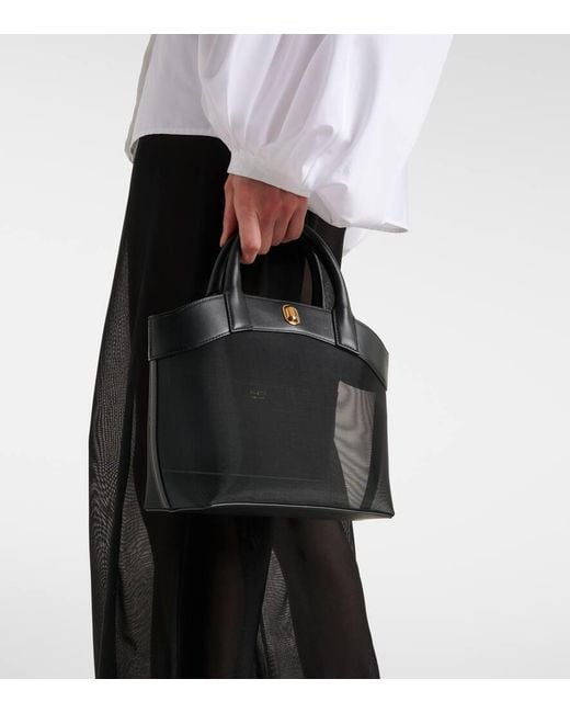 SAVETTE Black Tote Tondo Small Aus Mesh