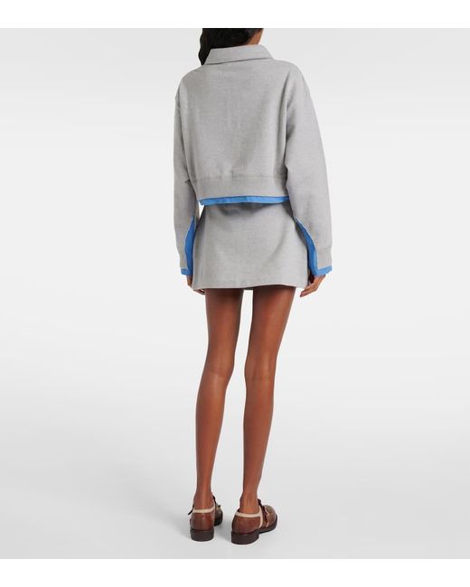 Polo De Algodon Cropped Miu Miu de color Gray