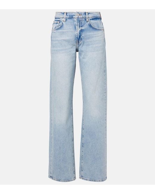 7 For All Mankind Blue Tess Mid-Rise Straight Jeans