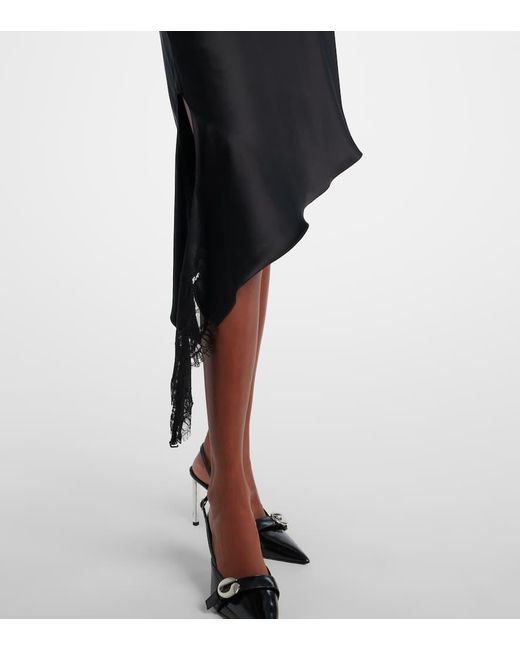 Courreges Black Minikleid Undressed Aus Satin Mit Spitze