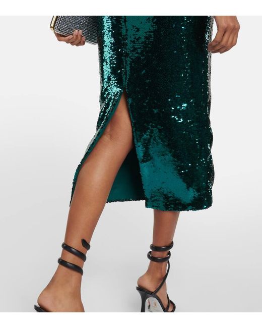 Roland Mouret Green Sequined Strapless Midi Dress