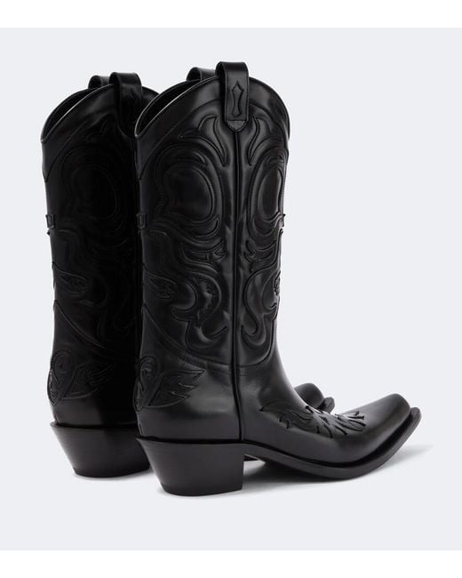 Acne Black Bouni Leather Cowboy Boots for men