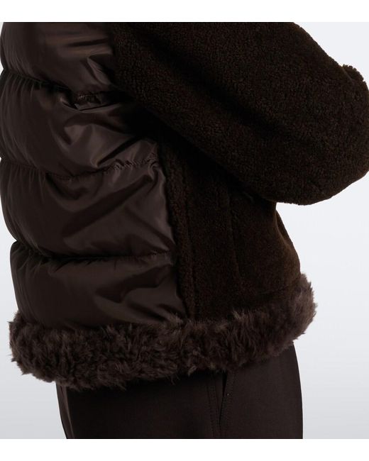 Moncler Black Leuctre Shearling-Trimmed Down Jacket