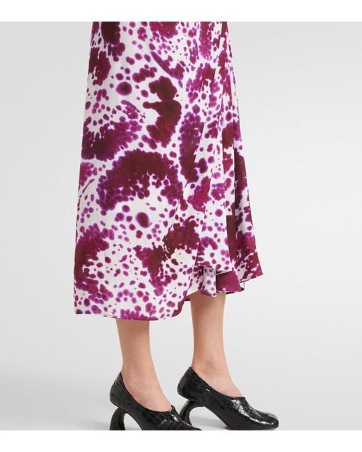 Dries Van Noten Purple Gathered Midi Skirt