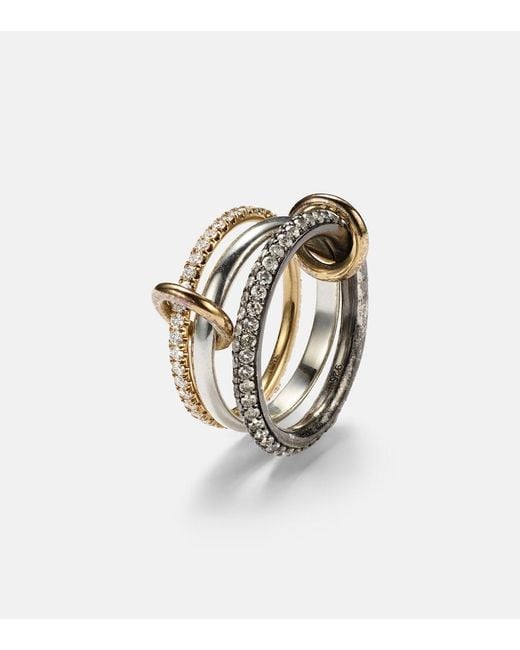 Spinelli Kilcollin Metallic Scorpio 18kt Gold Linked Rings With Diamonds