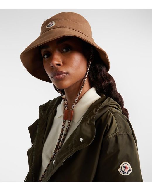 Moncler Natural Logo Cotton Canvas Bucket Hat