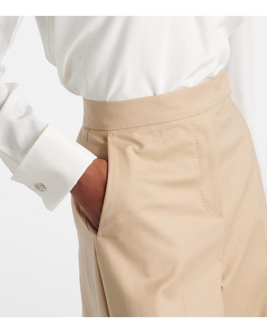 Max Mara Natural Cotton-Blend Wide-Leg Pants