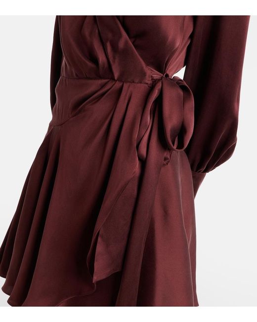 Zimmermann Red Silk Satin Wrap Dress