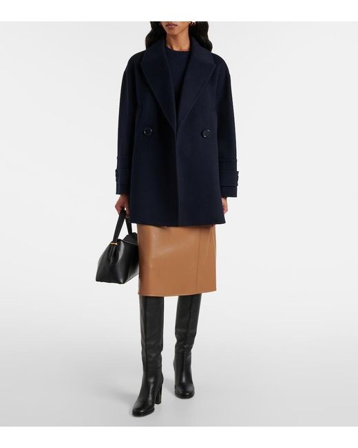 Max Mara Blue Double-Breasted Wool Jacket