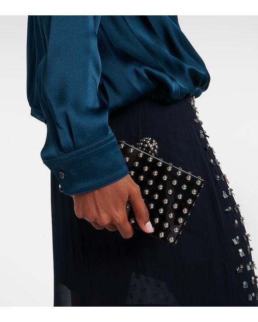 Aquazzura Black Cosmic Mini Studded Clutch