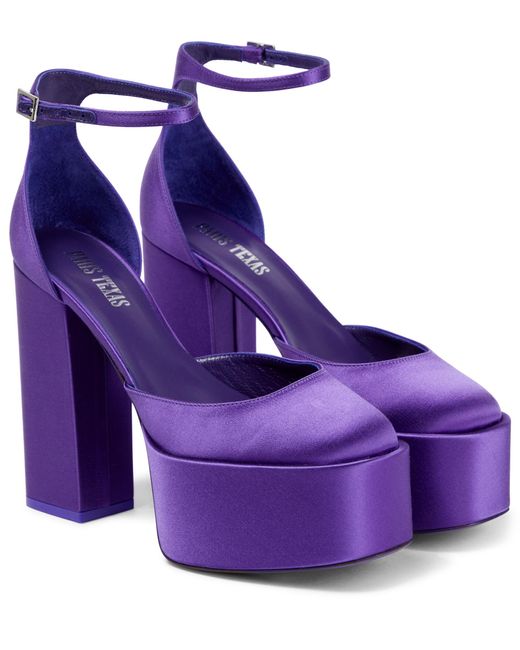 Paris Texas Dalilah Satin Platform Pumps in Purple Lyst