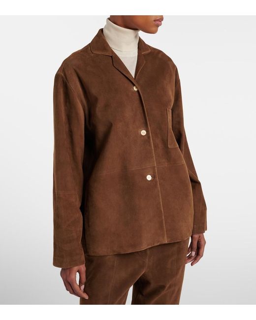 The Row Brown Janine Suede Shirt