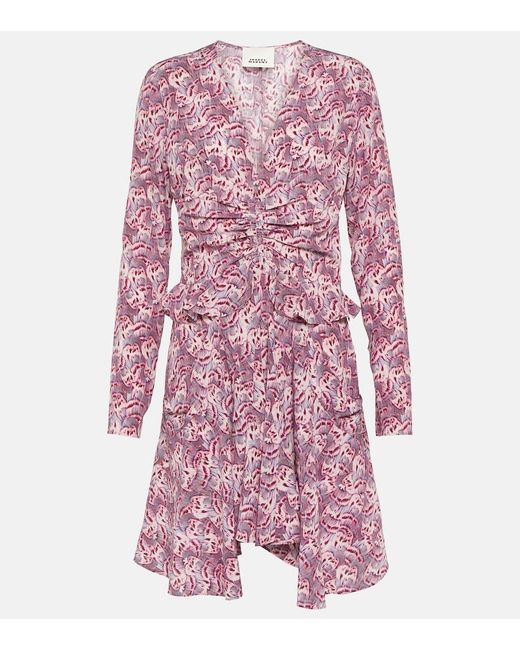 Isabel Marant Pink Usmara Printed Silk-blend Minidress
