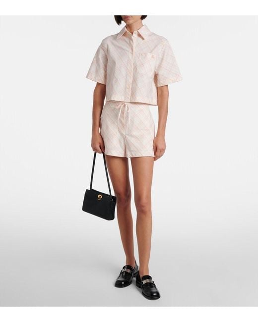 Burberry Natural Check Cotton Shorts