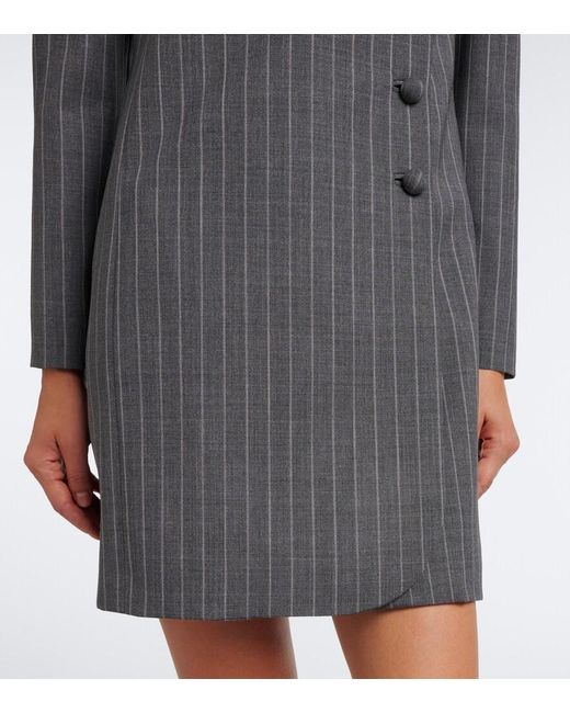 Valentino Black Bow-Detail Pinstripe Virgin Wool Blazer Dress
