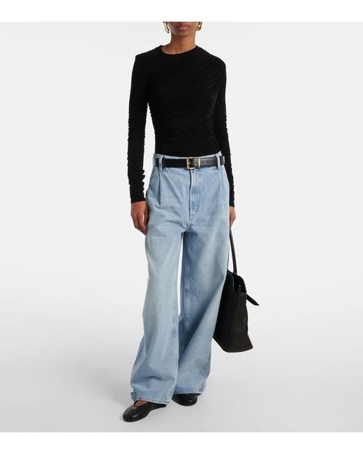 Agolde Black Tania Ruched Jersey Top