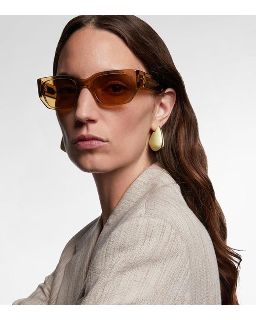 Bottega Veneta Natural Intrecciato Rectangular Sunglasses
