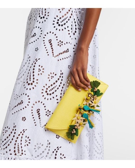 Aquazzura Yellow Birdsong Small Raffia Clutch