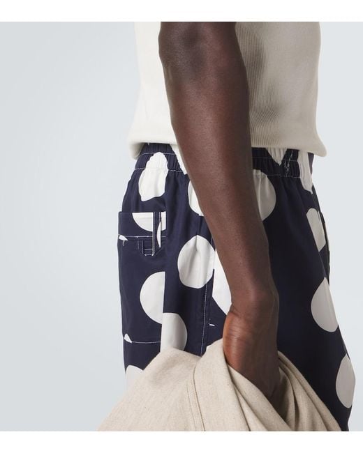 Jacquemus Blue Calecon Polka-Dot Cotton Poplin Shorts for men