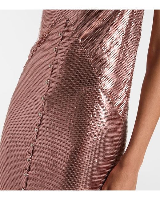 Rabanne Purple Fringed Metallic Midi Dress