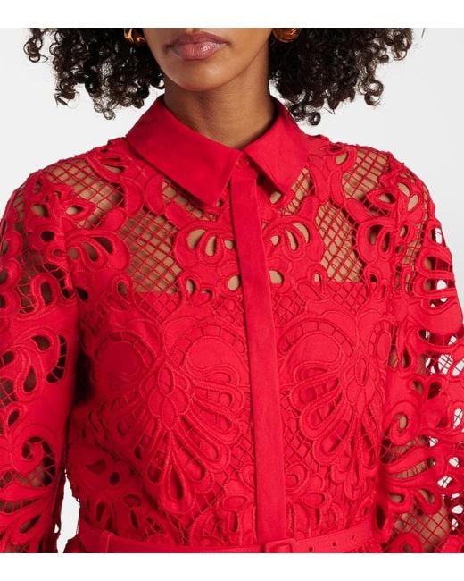 Self-Portrait Red Cotton Lace Gown