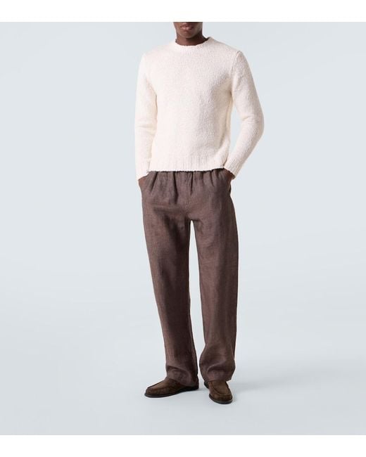 Saman Amel White Gio Silk Sweater for men