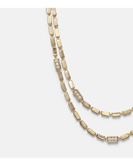 Suzanne Kalan Metallic Block-Chain 18Kt Chain Necklace With Diamonds