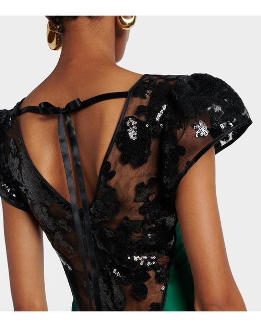 Rodarte Green Robe Aus Seide Mit Spitze Und Pailletten