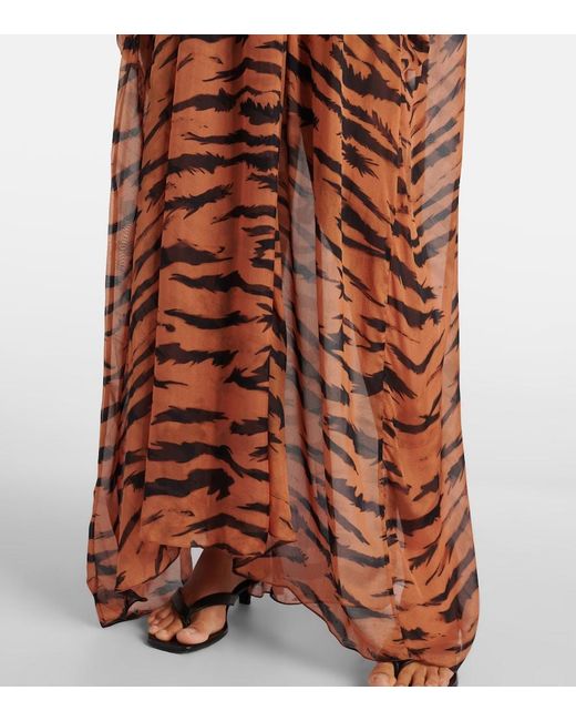 Adriana Degreas Brown X Sabine Getty Printed Silk Kaftan