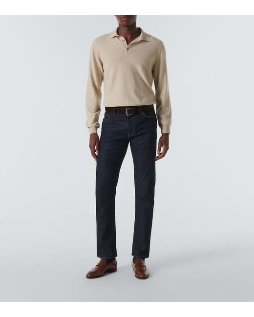 Loro Piana Blue Quarona Mid-Rise Slim Jeans for men