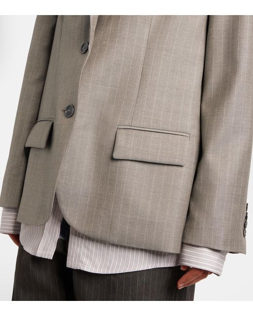 Acne Gray Striped Wool Jacket