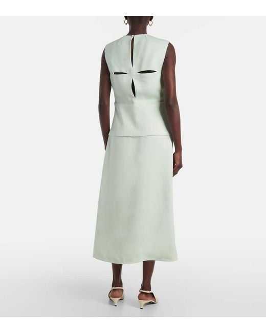 Jil Sander White Midikleid Aus Satin