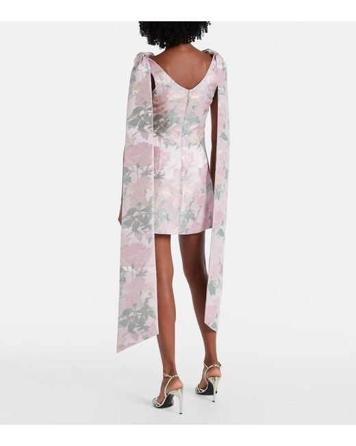 Markarian Pink Gita Floral Brocade Minidress